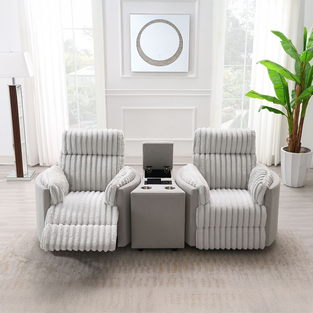 Emee - Glider Recliner With Swivel - Gray Corduroy