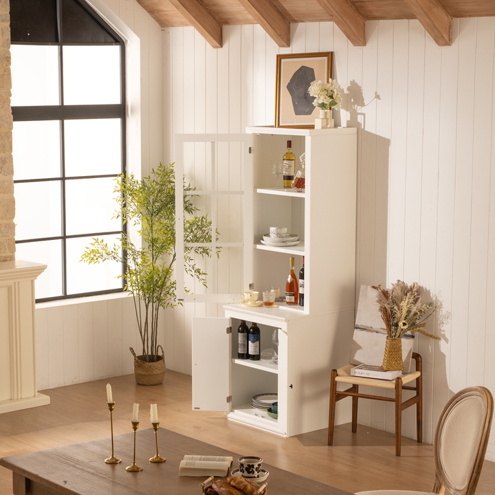 retro-style-hutch-cabinet-with-single-glass-door-white