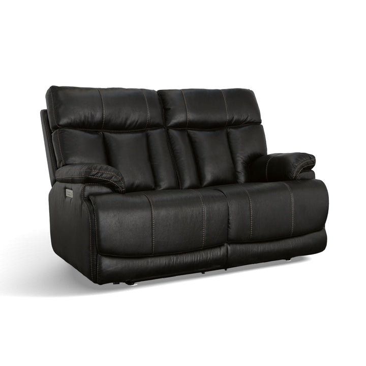 Clive Fabric Power Reclining Loveseat with Power Headrests &amp; Lumbar in Peppercorn