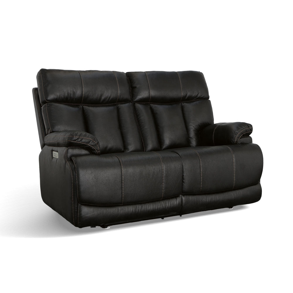 Clive Fabric Power Reclining Loveseat with Power Headrests & Lumbar in Peppercorn