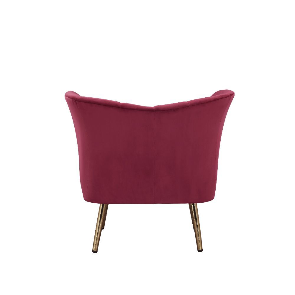 Reese - Accent Chair - Burgundy Velvet & Gold