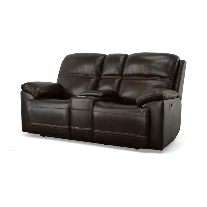 Jackson Leather Power Reclining Loveseat with Console &amp; Power Headrests in Dark Brown