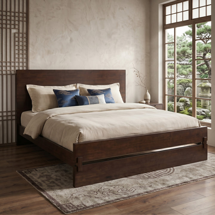 Solid Bamboo Queen Platform Bed – Chocolate