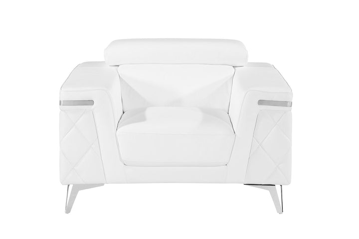 DivanItalia 1140 Chair with Adjustable Headrest in Top-Grain Italian Leather - White