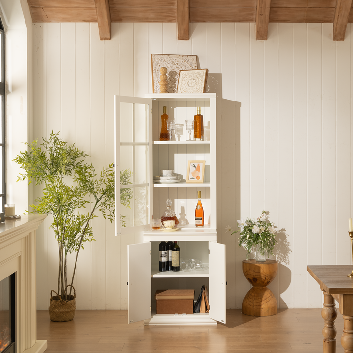 retro-style-hutch-cabinet-with-single-glass-door-white