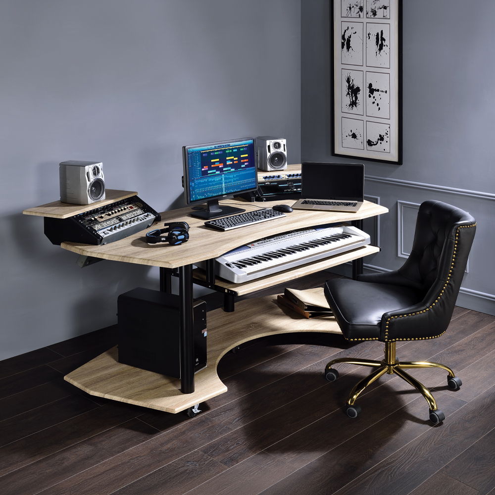 Eleazar - 71" Music Studio Desk - Natural Oak
