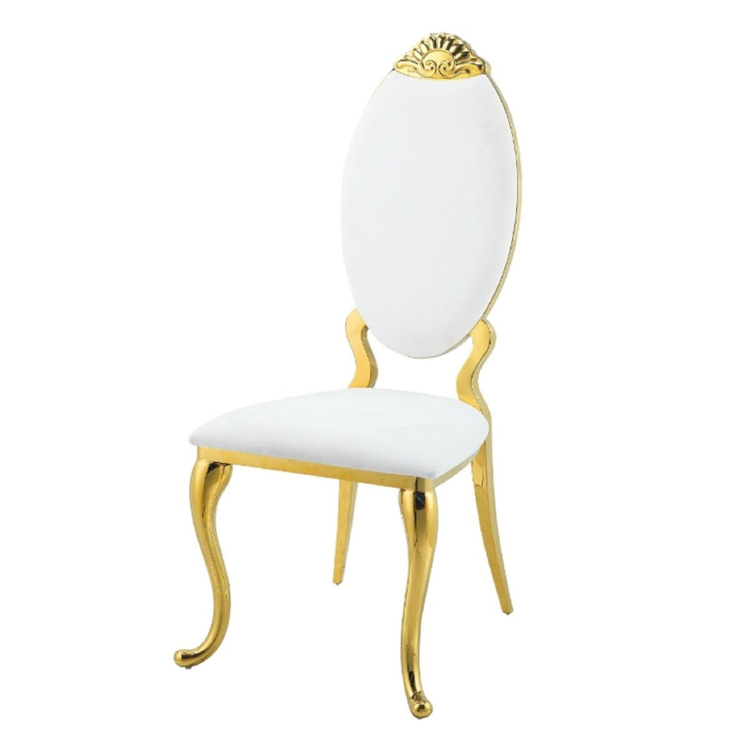 Fallon - Side Chair Set of 2) - White Velvet & Mirrored Gold