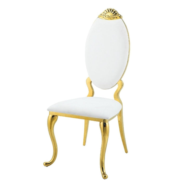 Fallon - Side Chair Set of 2) - White Velvet & Mirrored Gold