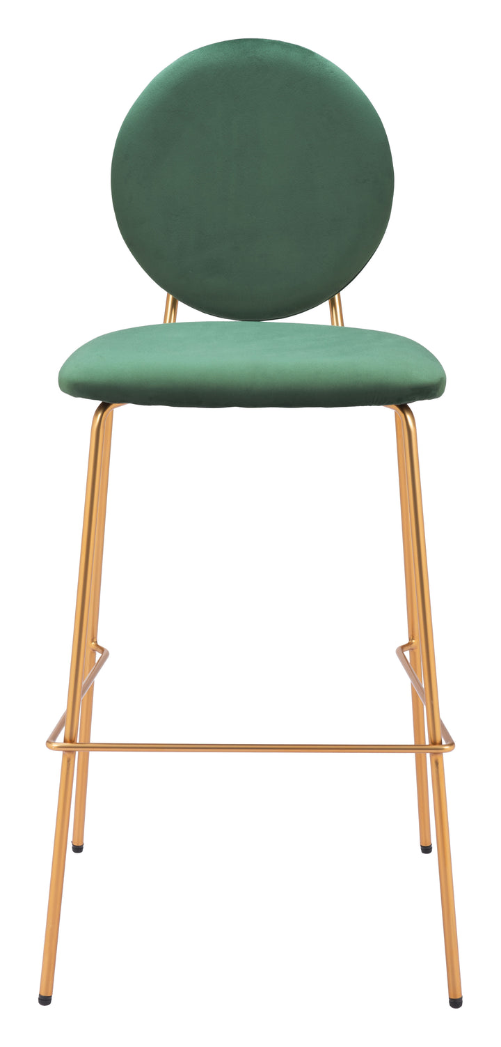 Zuo Modern 109806 Odessa Barstool (Set of 2) Green &amp; Gold