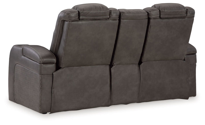 Fyne-Dyme - Power Reclining Loveseat with Console/Adj Hdrst - Shadow