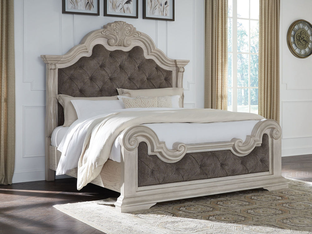 Bruchandi - King Upholstered Panel Bed - Antique White by Ashley Furniture product image