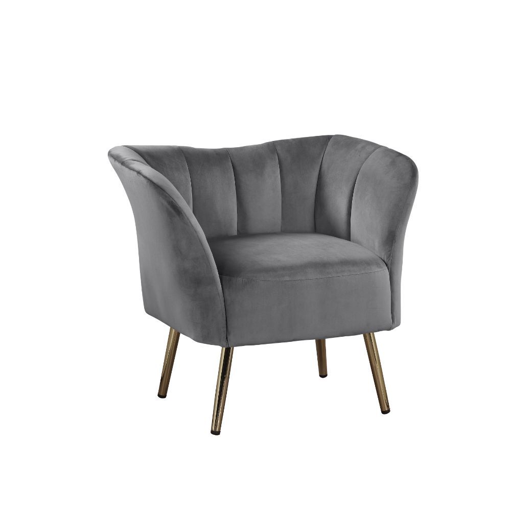 Reese - Accent Chair - Gray Velvet & Gold