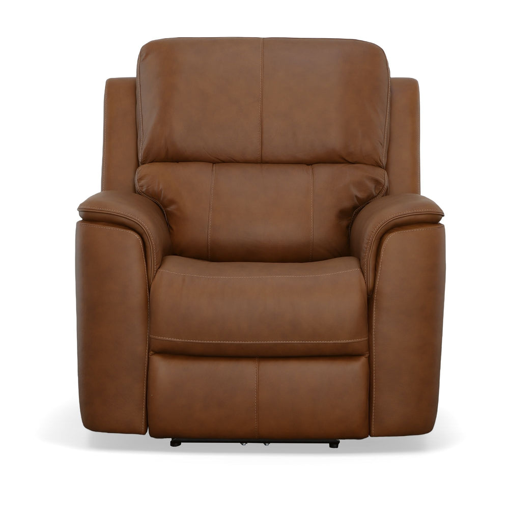 Henry Leather Power Recliner with Power Headrest & Lumbar in Caramel