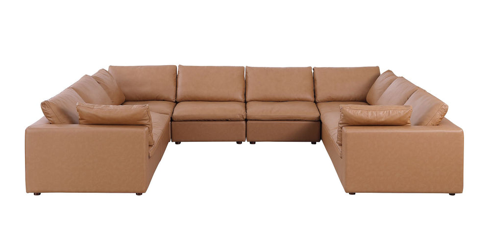 DivanItalia 1100 8-Piece U-Shaped Sectional in Top-Grain Italian Leather - Cognac