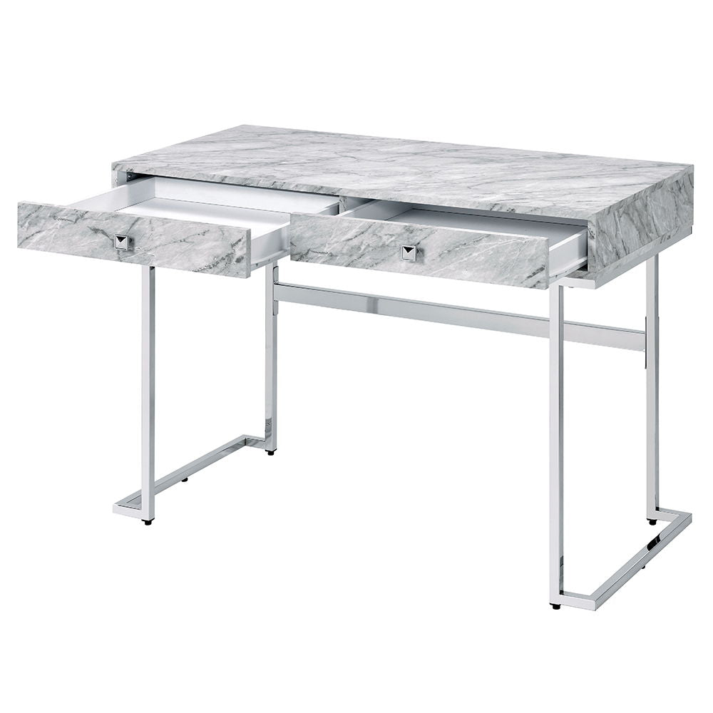 tigress-writing-desk-white-printed-faux-marble-top-chrome
