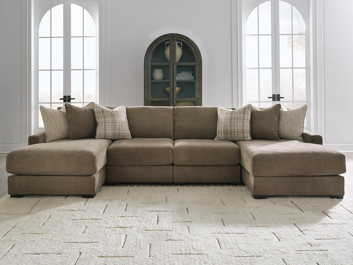 Camellia-Court 4-Piece Double Chaise Sectional - Coffee (2)