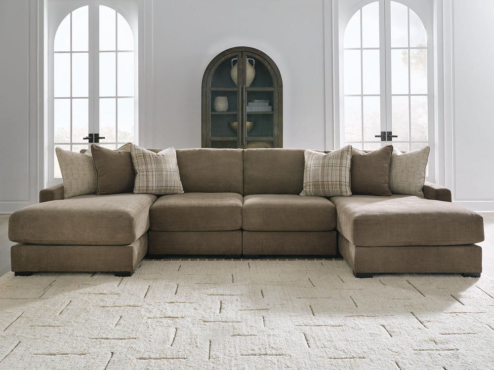 Camellia-Court 4-Piece Double Chaise Sectional - Coffee (2)