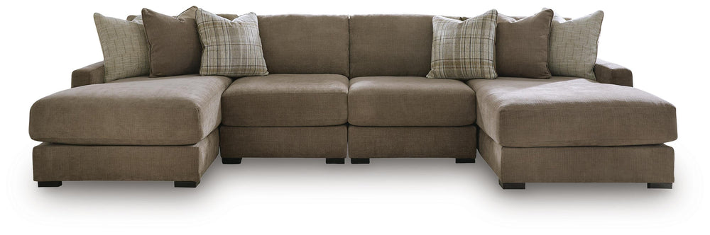 Camellia-Court 4-Piece Double Chaise Sectional - Coffee (1)