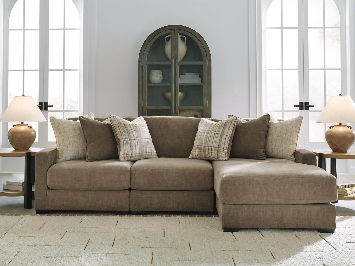 Camellia-Court 3-Piece Sectional with Chaise - Coffee