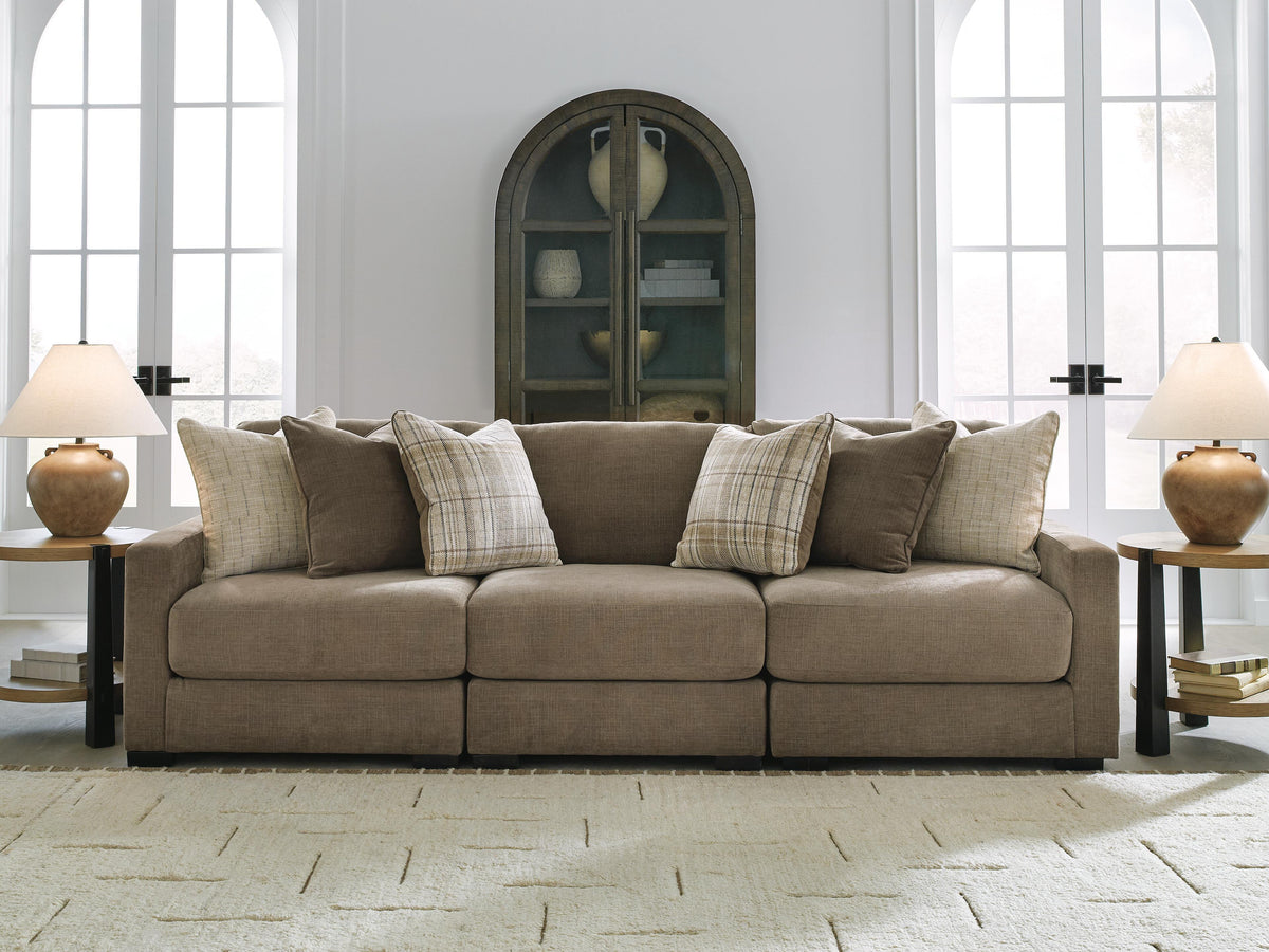 Camellia-Court 3-Piece Sectional Sofa - Coffee
