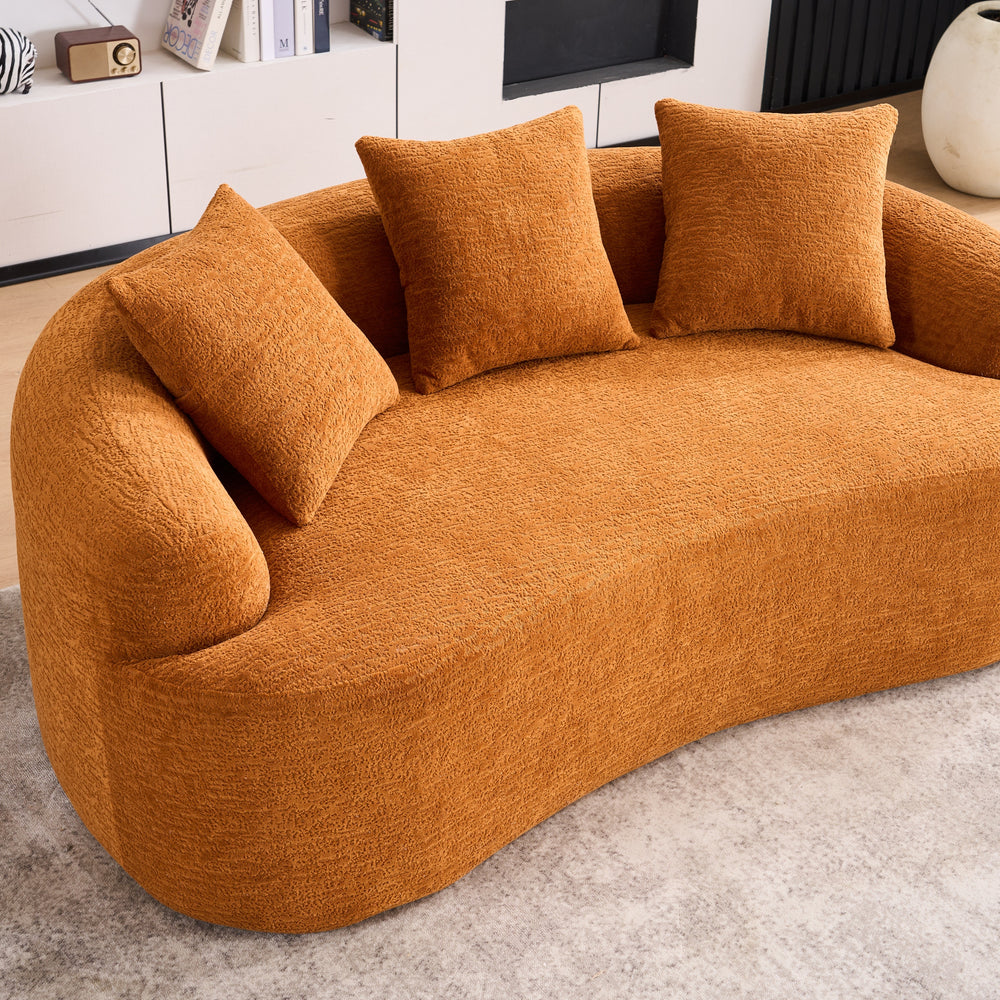 curved-loveseat-orange-full-compression-sponge-sofa
