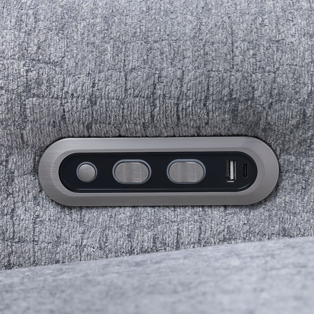 Fullar - RAF Modular Power Motion Recliner - Light Gary Chenille