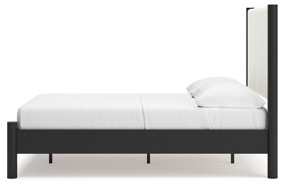 Cadmori - Full Upholstered Panel Bed - Black / White by Ashley Furniture product image