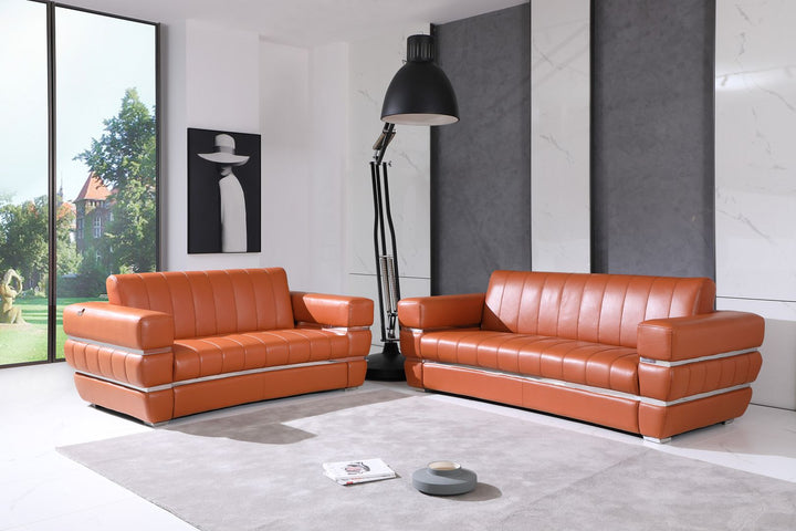 DivanItalia 904 2-Piece Sofa Set in Top-Grain Italian Leather - Camel