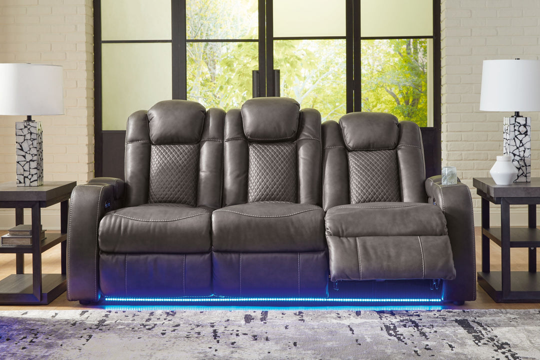 Fyne-Dyme - Power Reclining Sofa With Adj Headrest - Shadow
