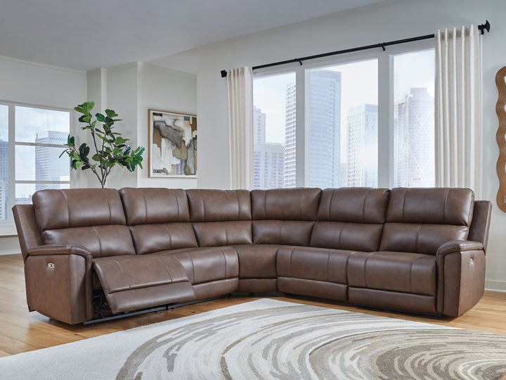 Bleckley - 5-Piece Power Reclining Sectional With RAF And LAF Recliners - Espresso by Ashley Furniture product image