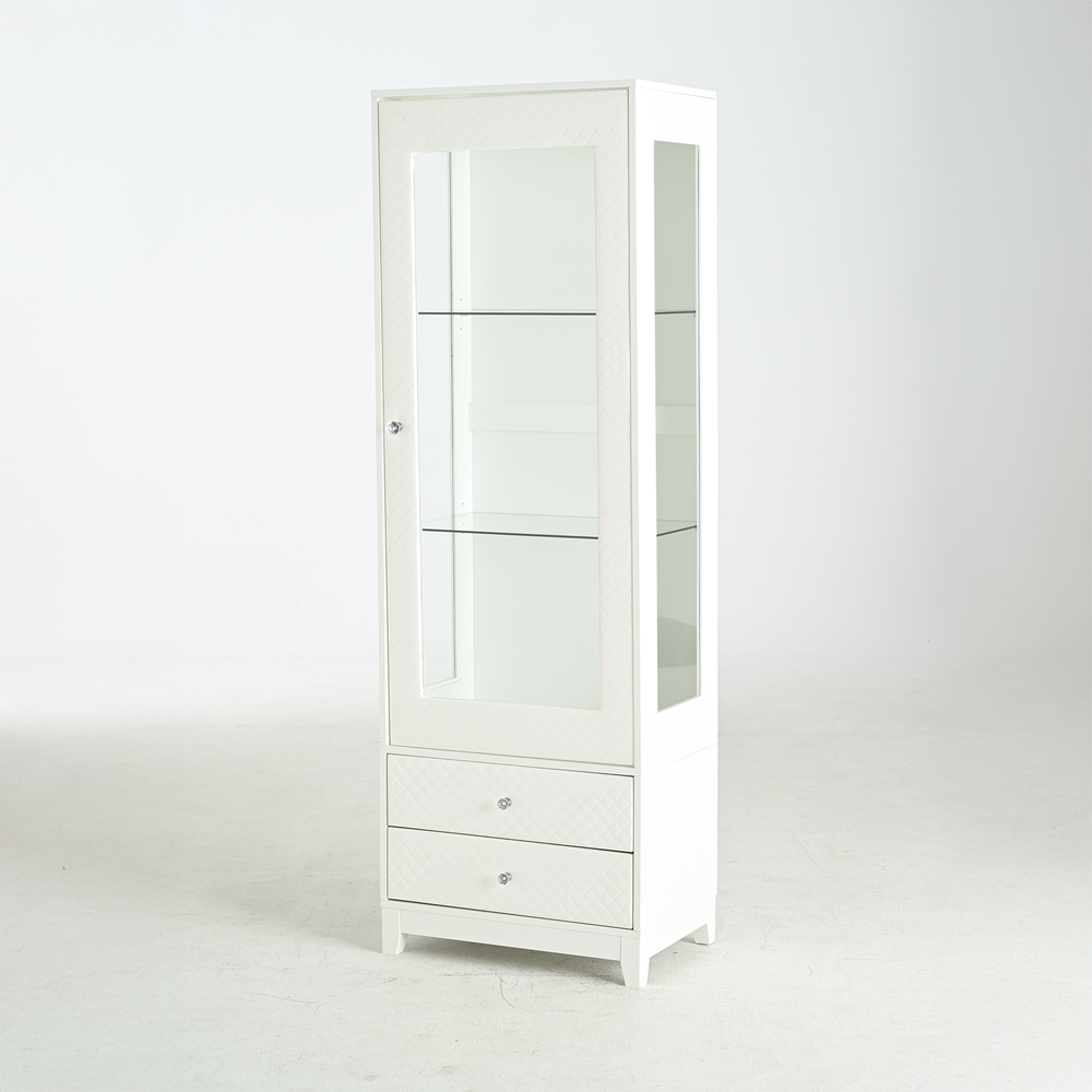 modern-upholstered-glass-display-cabinet-with-adjustable-led-light-in-white