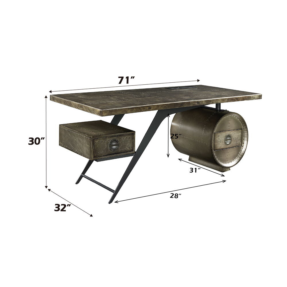 Brancaster - Executive Writing Desk With USB - Bronze Aluminum