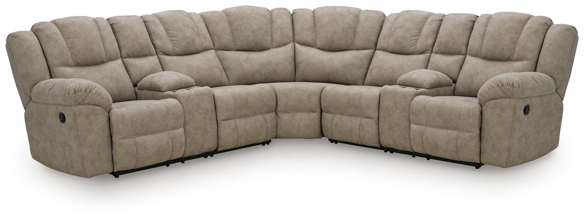 Pearce-Pike 3-Piece Reclining Sectional with Double Console - Birch (1)