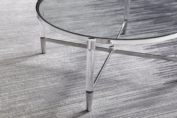 Modus Furniture 4Rv221 Mariyln Glass Top And Steel Base Round Coffee Table