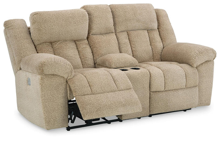 Tip-Off Power Reclining Loveseat - Beige (3)