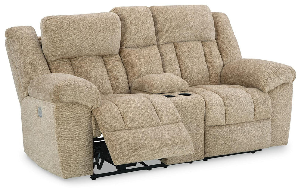 Tip-Off Power Reclining Loveseat - Beige (3)