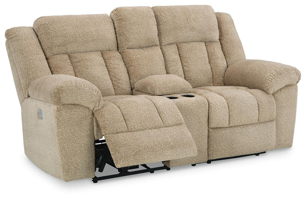 Tip-Off Power Reclining Loveseat - Beige (4)