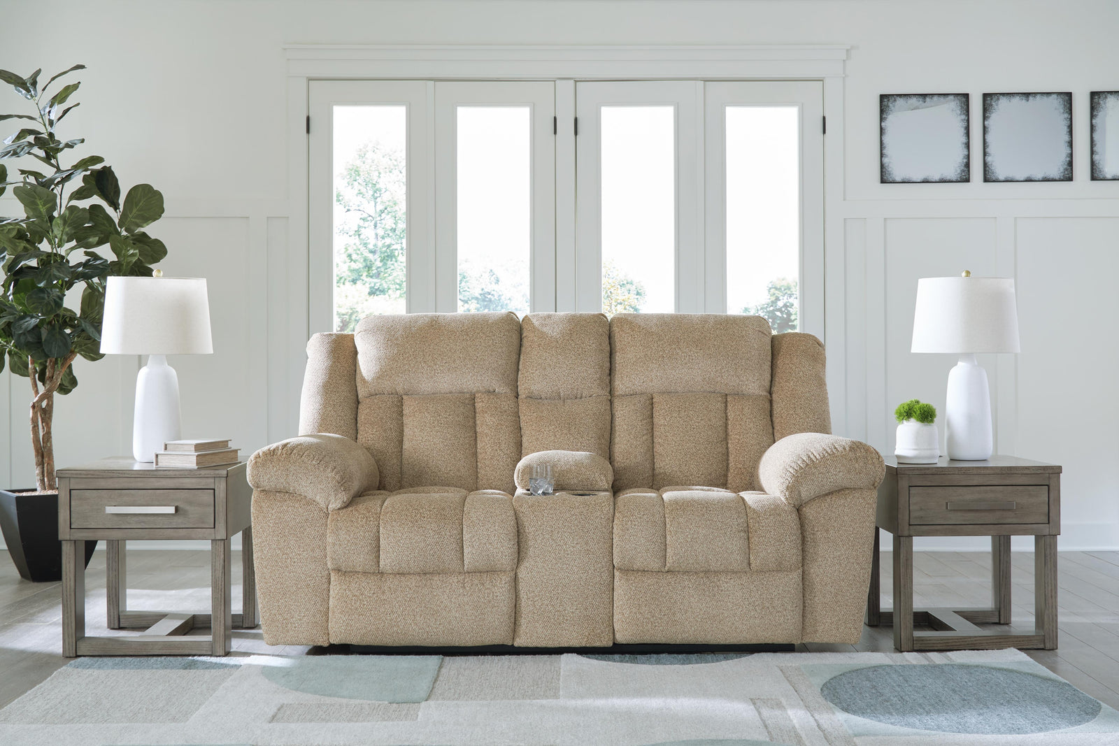 Tip-Off Power Reclining Loveseat - Beige (2)
