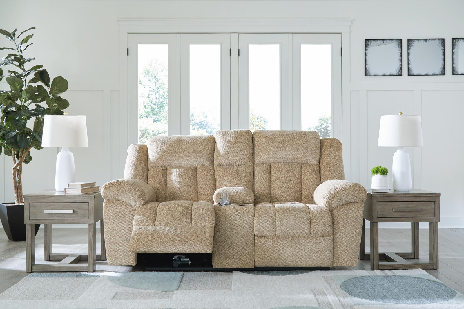 Tip-Off Power Reclining Loveseat - Beige (8)