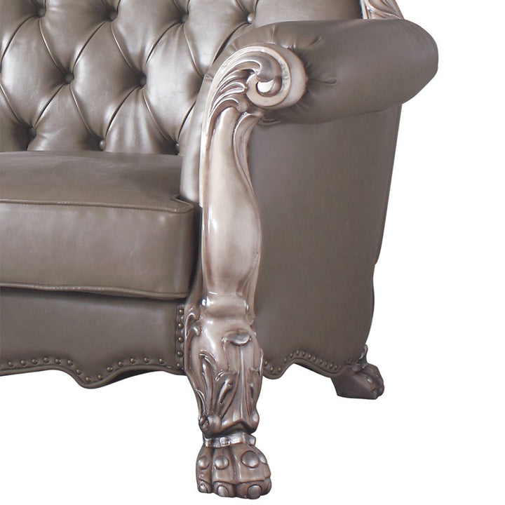 Dresden - Loveseat With 3 Pillows - Synthetic Leather & Vintage Bone White