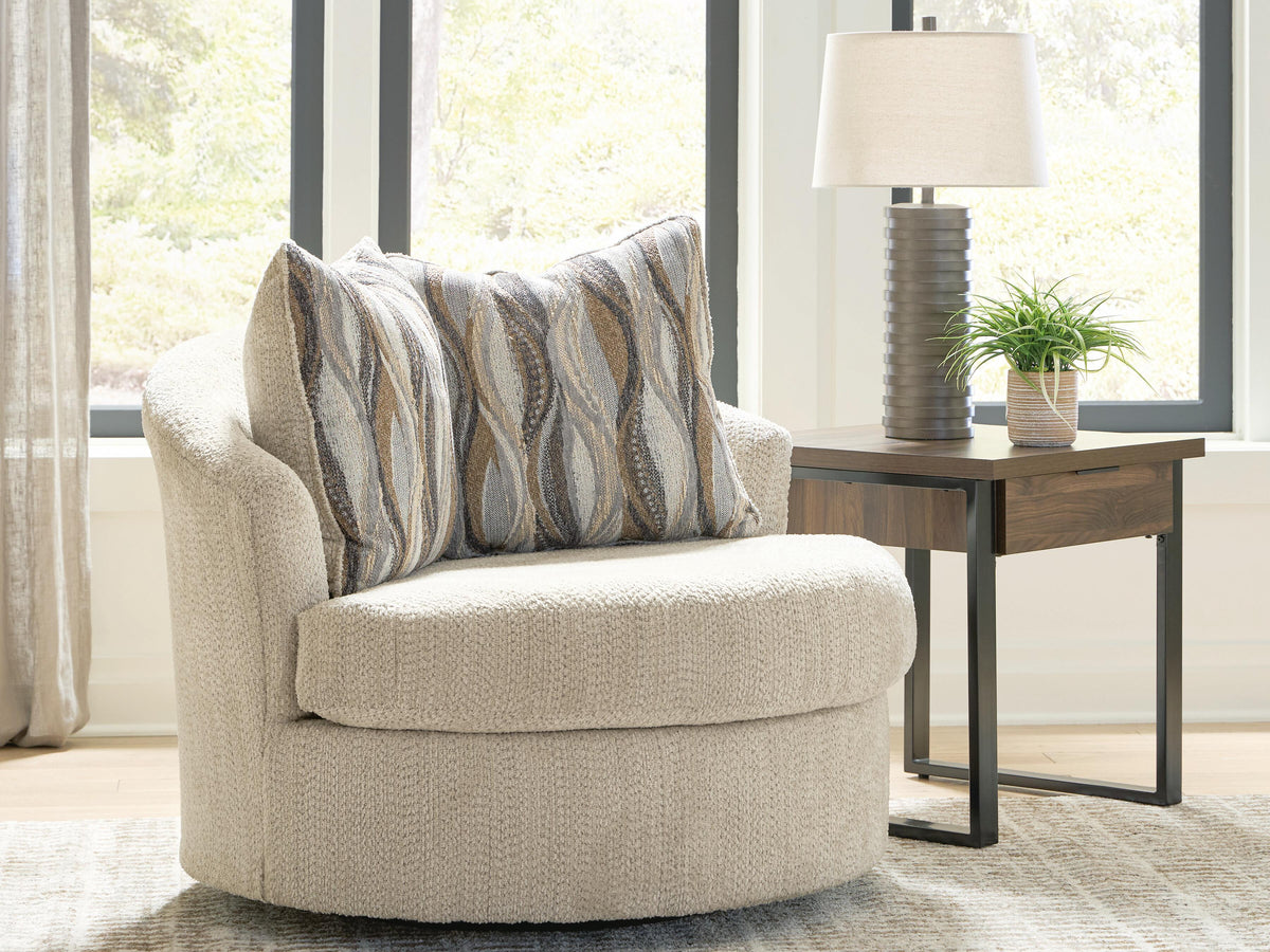Lofwood Swivel Accent Chair - Oatmeal (2)