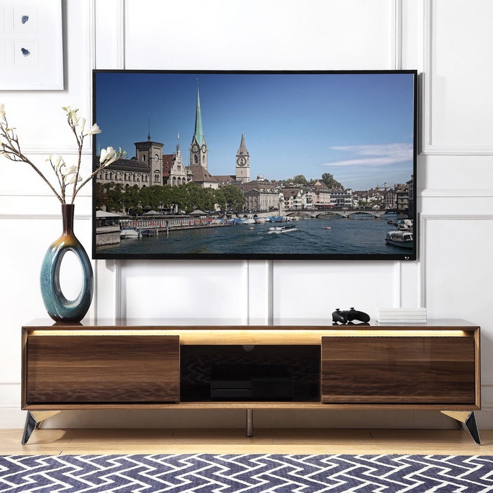 Raceloma - TV Stand - Walnut & Chrome