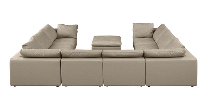 DivanItalia 1100 9-Piece U-Shaped Sectional in Top-Grain Italian Leather - Beige