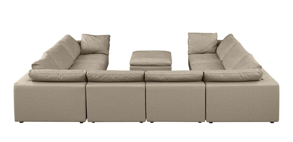 DivanItalia 1100 9-Piece U-Shaped Sectional in Top-Grain Italian Leather - Beige
