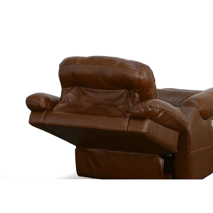 Oscar Leather Power Recliner with Power Headrest in Grizzly