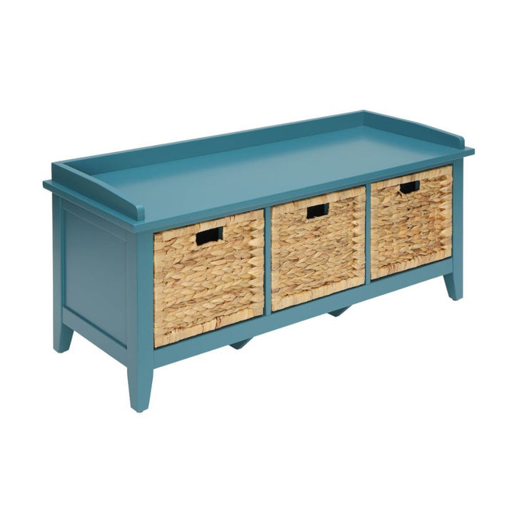 Flavius - Bench With Storage - Rattan & Teal