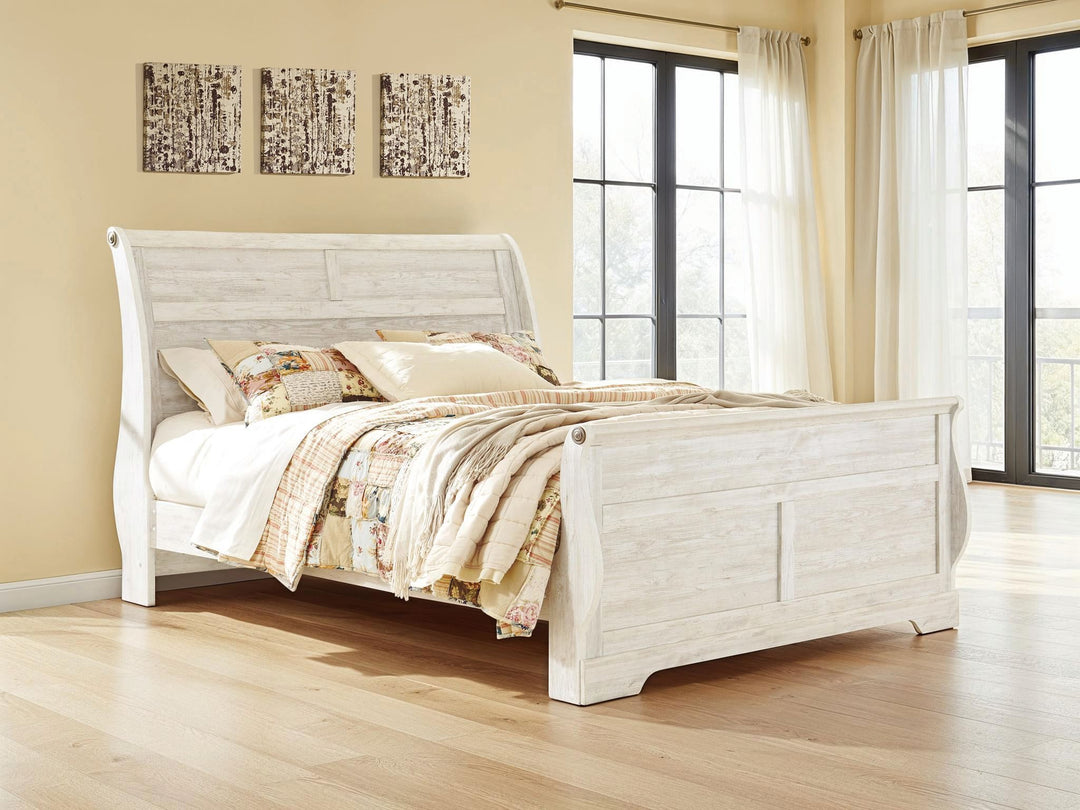 Willowton - King Sleigh Bed - Whitewash by Ashley Furniture product image