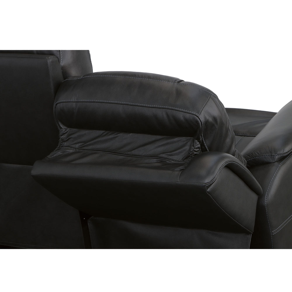 Crew Leather Power Reclining Sofa with Power Headrests & Lumbar in Raven