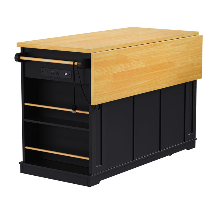 53-inch-black-kitchen-island-cart-with-drop-leaf-and-power-outlet