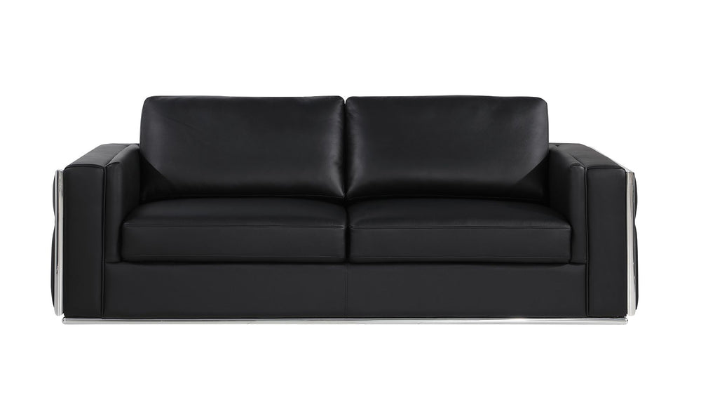 DivanItalia 1130 2-Piece Sofa Set in Top-Grain Italian Leather - Black